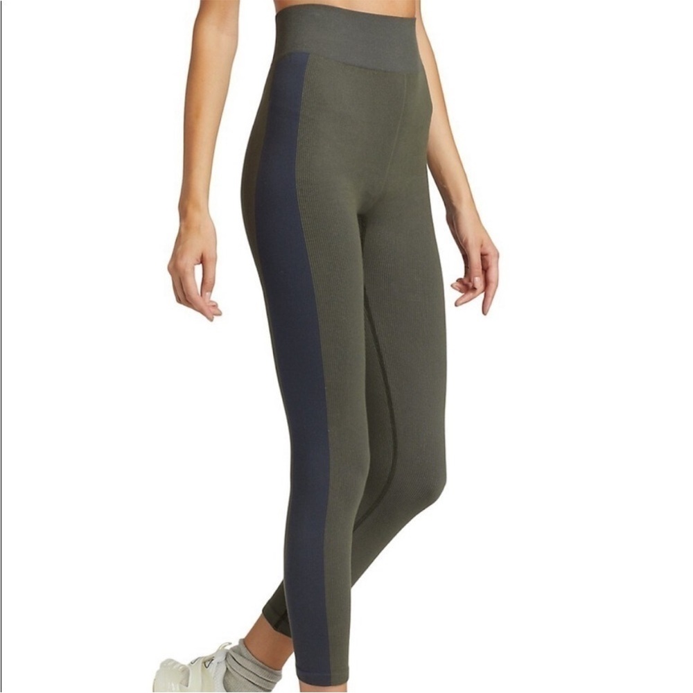 THE Upside Circular Knit Midi Pants Green Stripe Leggings